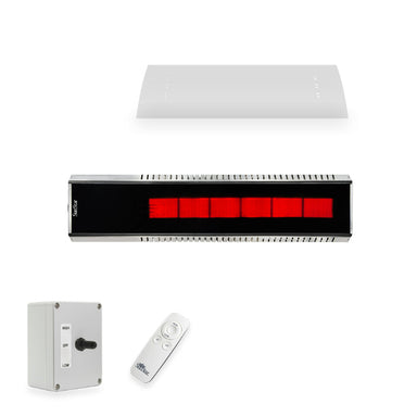 SunStar N10 MGL0 Infrared Heater Package including heater, 3 position switch (high, low, off), and wireless remote.