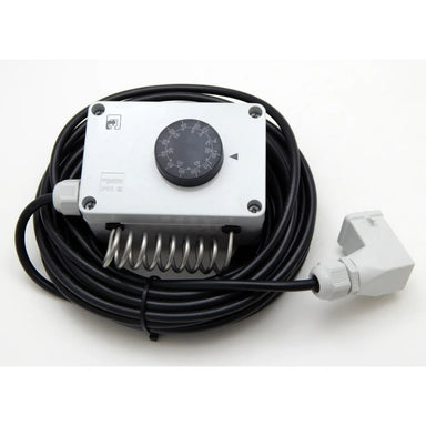 Veloci heavy duty thermostat on a white background. 