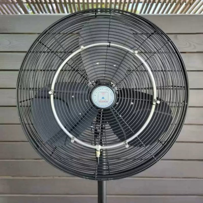 Mist Cooling 24" Black Outdoor Misting Fan with 1500 PSI Misting Pump - Ridgeline Air