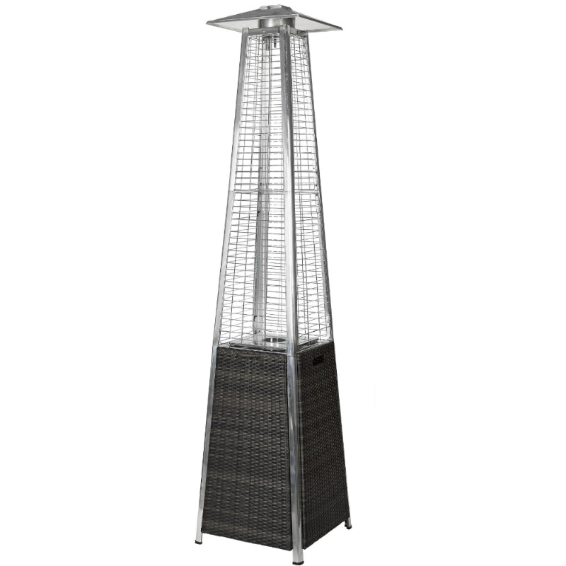 RADtec 89" Tower Flame Propane Patio Heater - Black & Grey Wicker (41,000 BTU) - Ridgeline Air