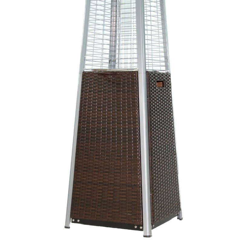 RADtec 89" Tower Flame Propane Patio Heater - Dark Brown Wicker (41,000 BTU) - Ridgeline Air