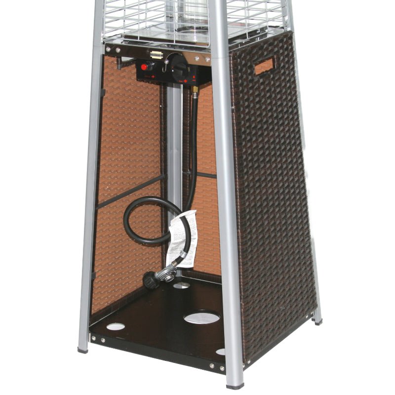 RADtec 89" Tower Flame Propane Patio Heater - Dark Brown Wicker (41,000 BTU) - Ridgeline Air